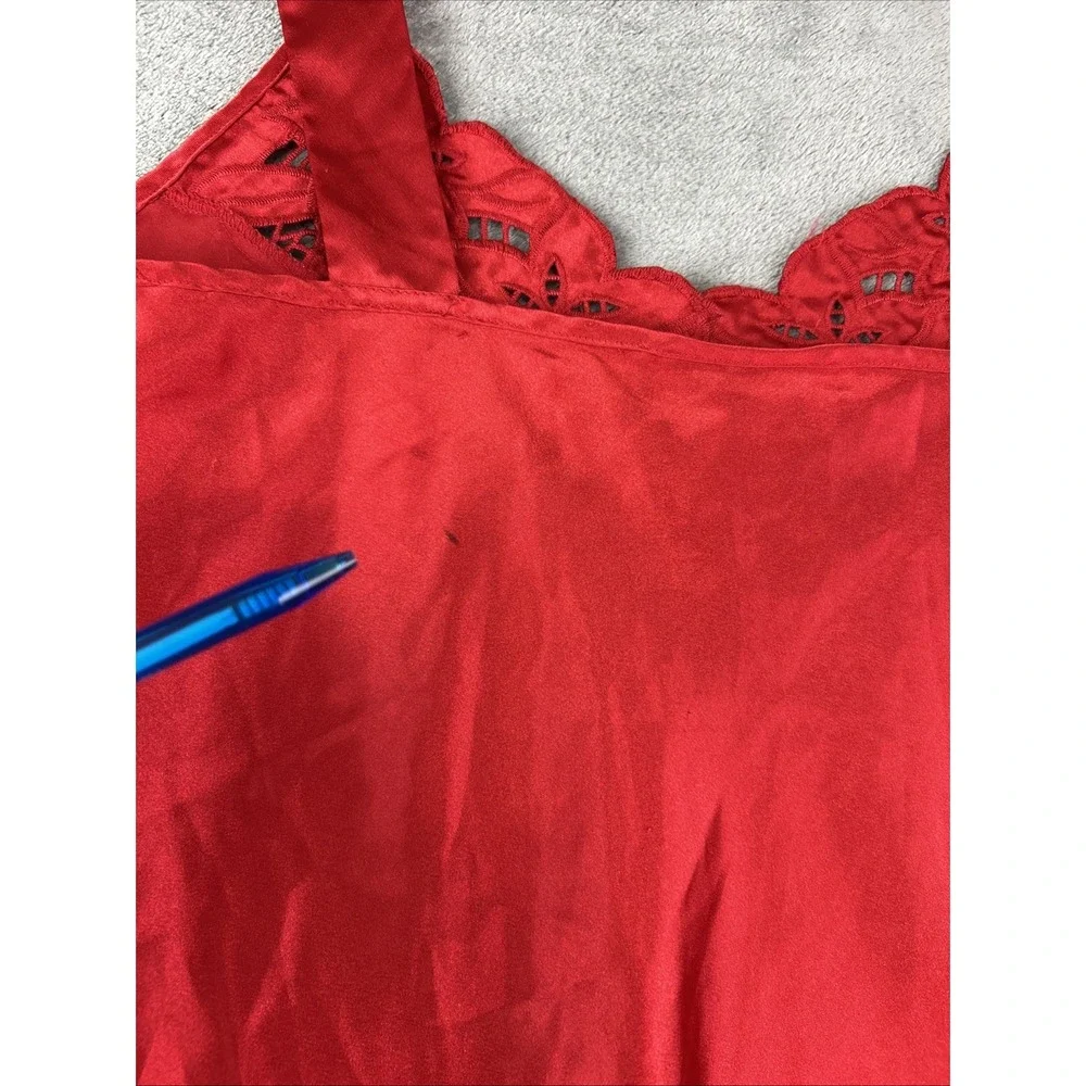 Vintage Inner Most Red Satin Slip Dress Small‎ Embroidery Lace Cut Out Feminine